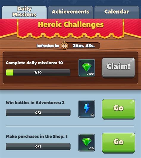 Daily missions .